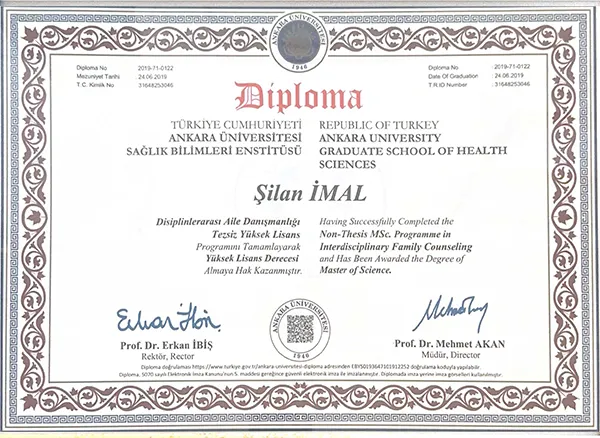 Yüksek Lisans Diploması - Ankara Üniversitesi